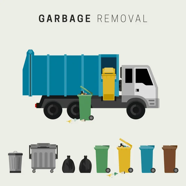 Garbage removal flat illustration — Stock Vector