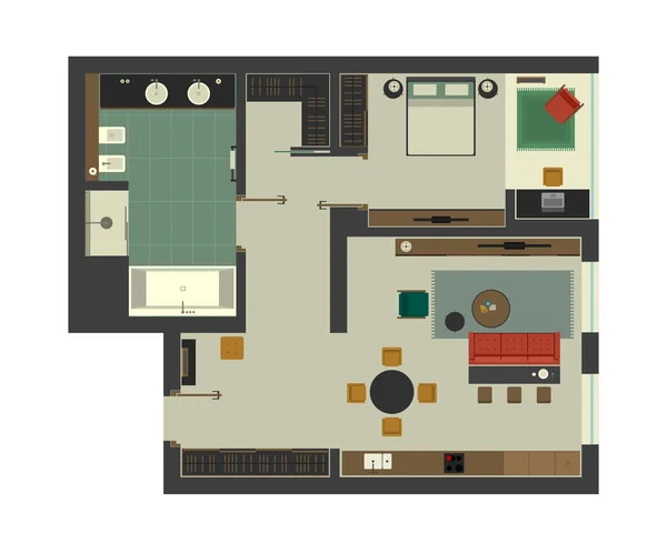 Архитектурный план квартиры — стоковый вектор
