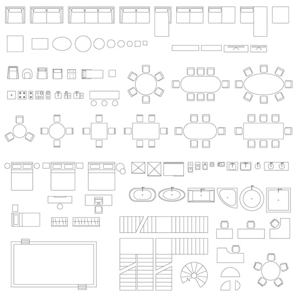 Furniture and elements line symbols — Stock Vector