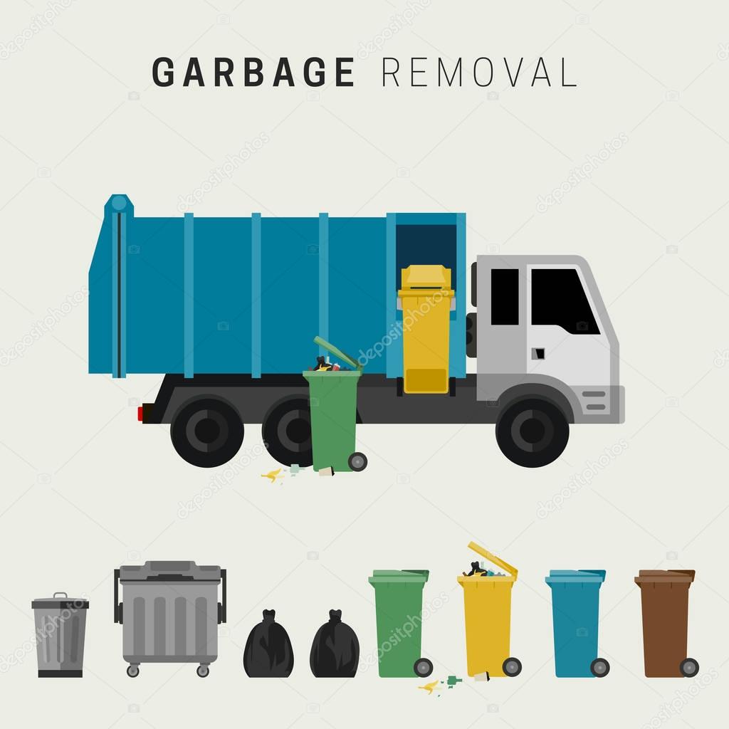 Garbage removal flat illustration