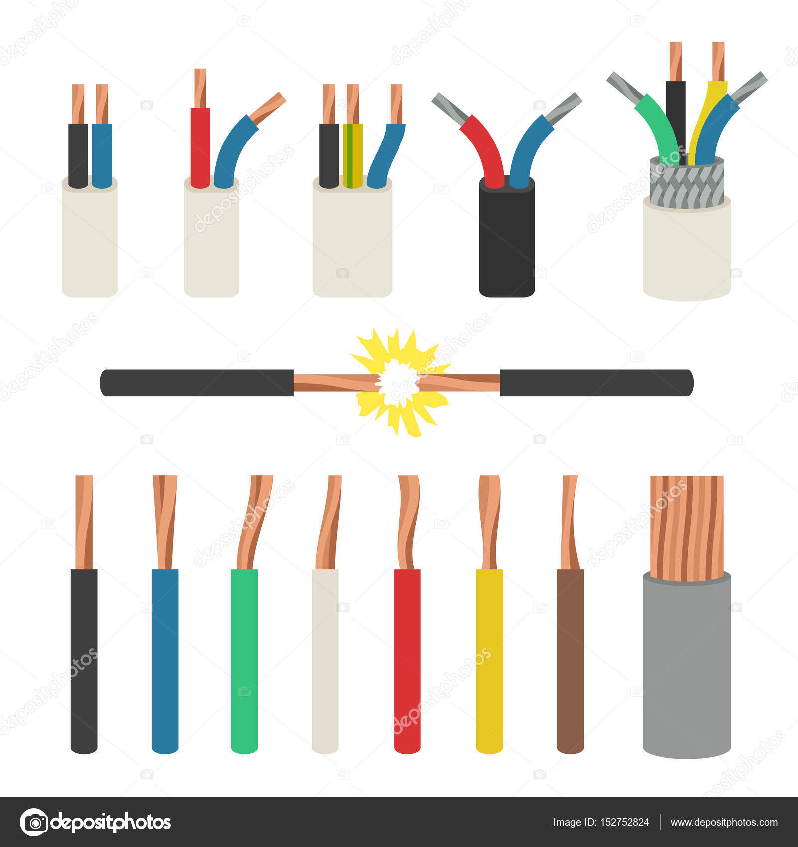 Electrical cables and wires. — Stock Vector © bolotoff 152752824