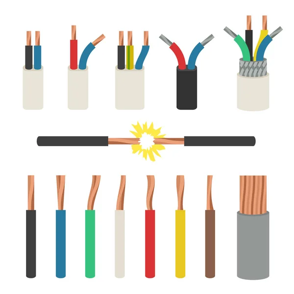 Elektrische Kabel und Drähte. — Stockvektor