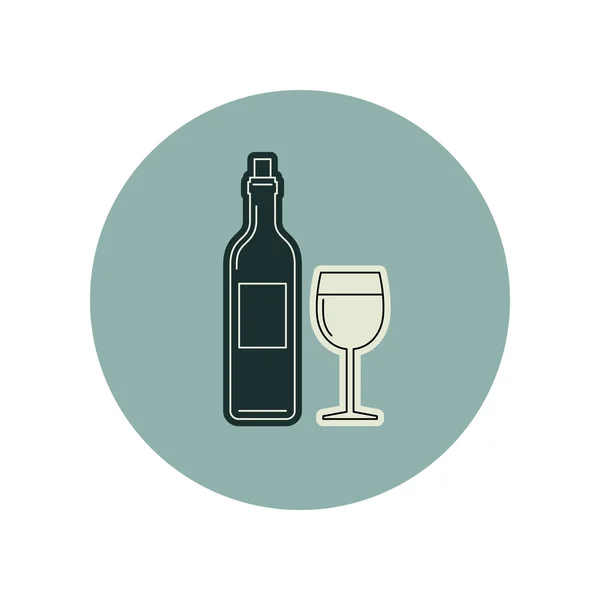 Бутылка вина и бокал — стоковый вектор