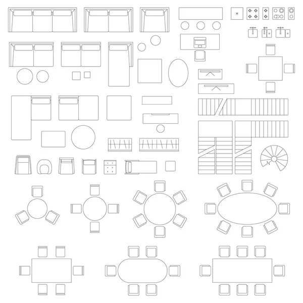 Conjunto de ícones de móveis para sala de estar —  Vetores de Stock