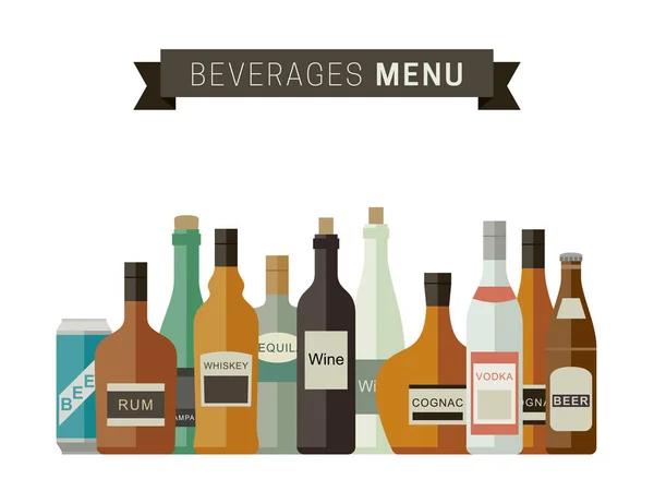 Bouteilles de boissons alcoolisées — Image vectorielle