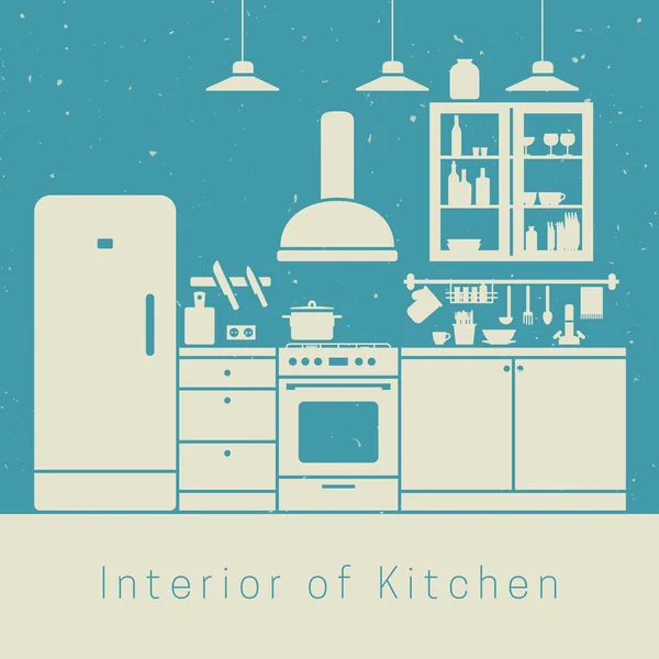 Silhouette intérieure de la cuisine — Image vectorielle