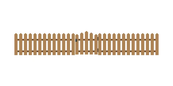 Valla de madera con puerta — Vector de stock