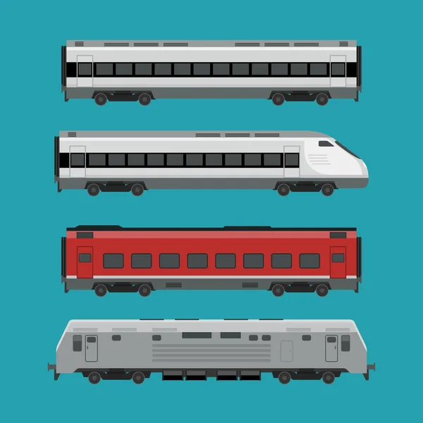 Trens de passageiros em estilo plano —  Vetores de Stock