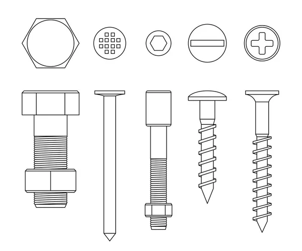 Schroeven en bouten — Stockvector