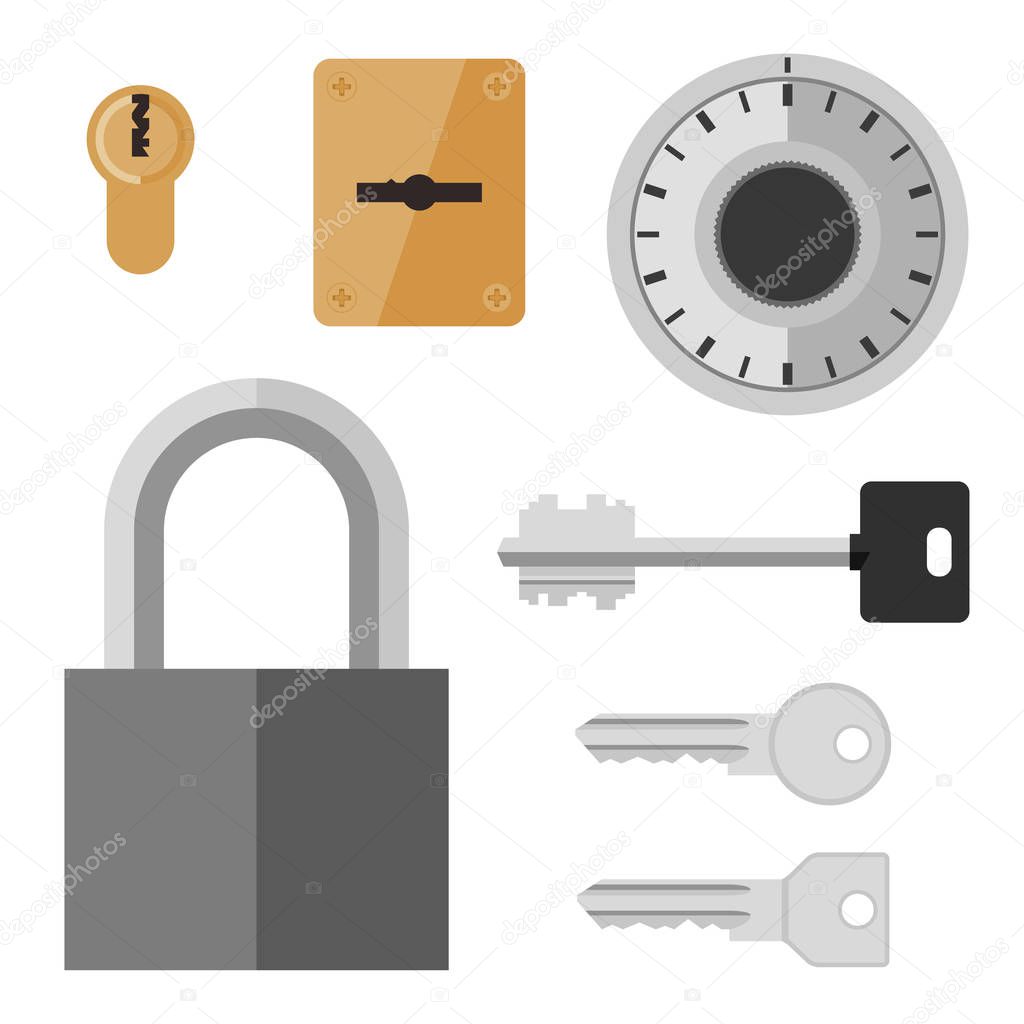 Locks and keys flat icon.