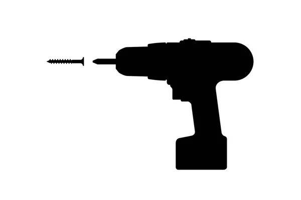 电动螺丝刀黑色剪影 — 图库矢量图片