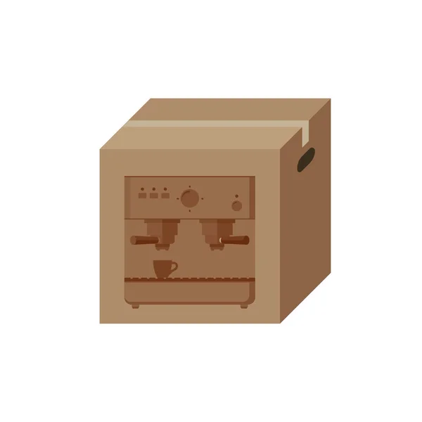 Mesin kopi dalam kotak - Stok Vektor