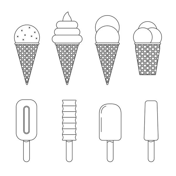 Iconos de línea de helado — Archivo Imágenes Vectoriales