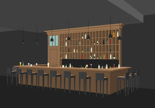 Vue en perspective de l'intérieur du bar . — Image vectorielle
