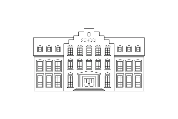 Рисунок линии здания школы — стоковый вектор