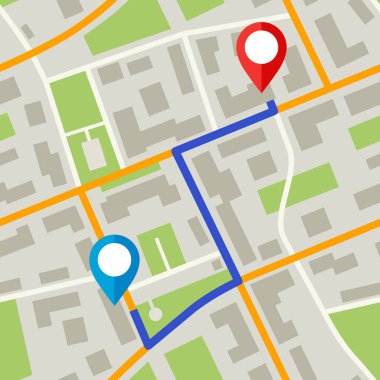 Pins ve mavi yol haritası