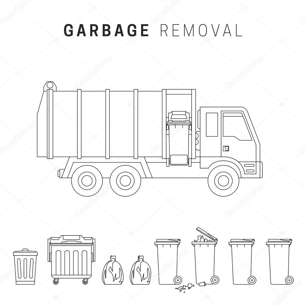 Garbage removal line drawing