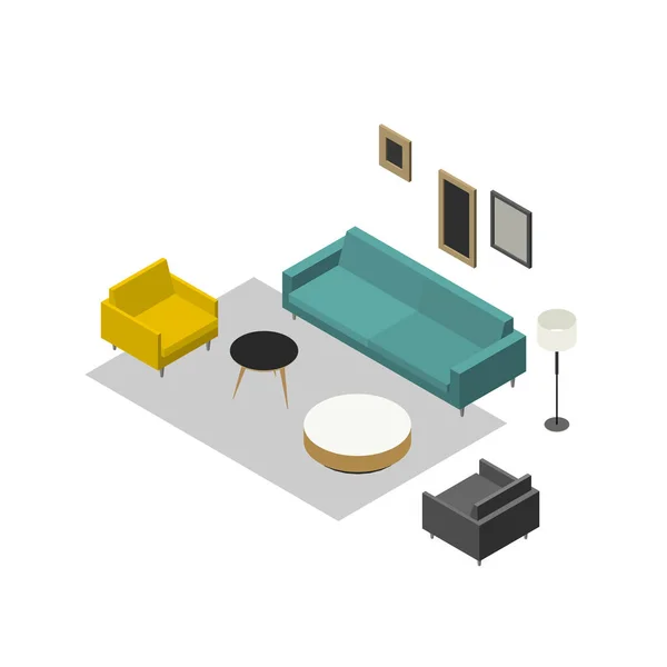 Muebles zona salón — Vector de stock