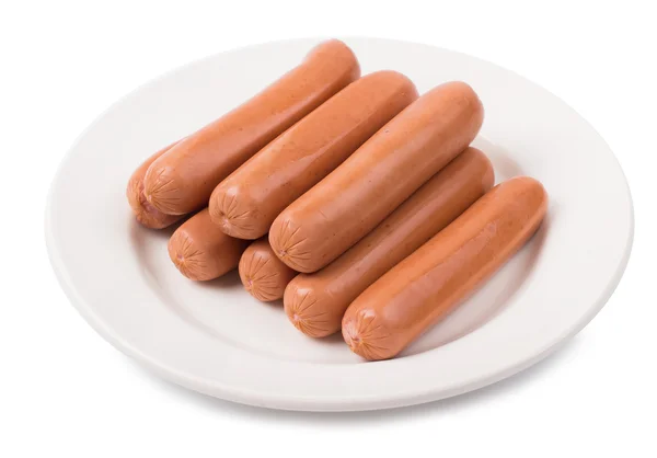 Sausages fresh in a plate — Stock Photo, Image