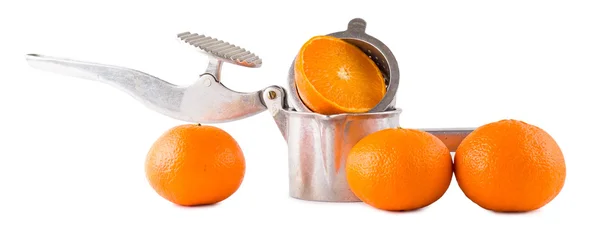ジュース抽出マニュアルとオレンジ — ストック写真