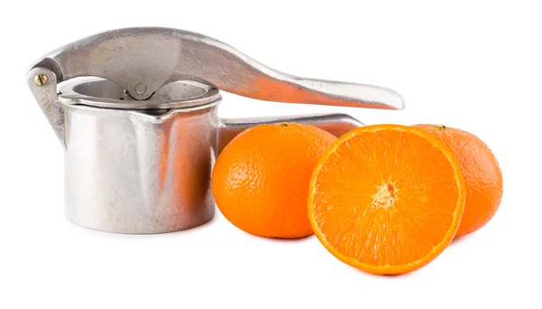 ジュース抽出マニュアルとオレンジ — ストック写真