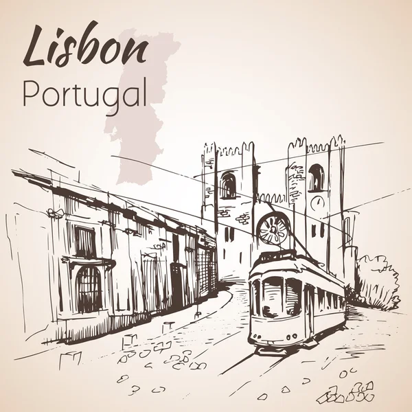 La cathédrale patriarcale de Sainte-Marie-Majeure ou cathédrale de Lisbonne — Image vectorielle