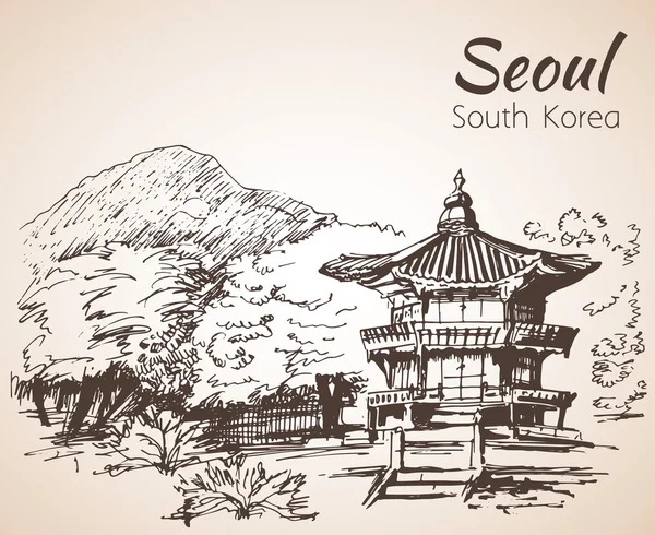 Gyeongbokgung, Istana Gyeongbokgung atau Istana Gyeongbok - Stok Vektor