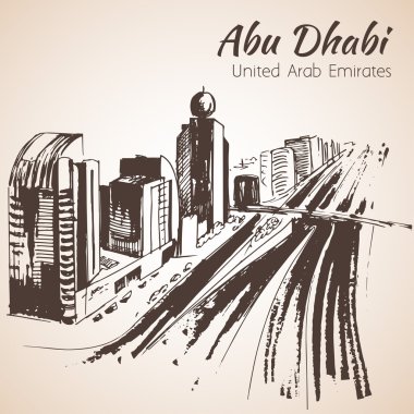 Abu Dabi cityscape kroki - Birleşik Arap Emirlikleri. 