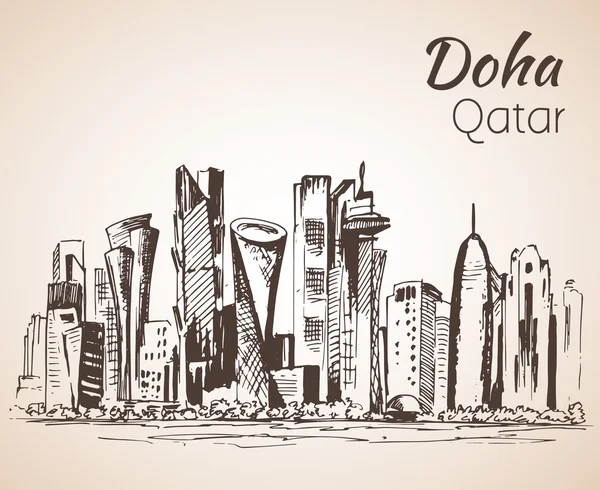 Doha, Katar şehir görünümü kroki. 