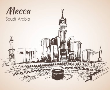 Mescid-i Haram ve Abraj Al Bait kroki. Mekke. 