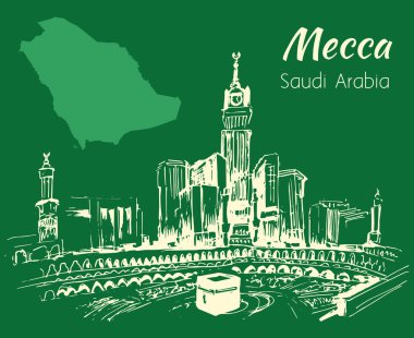 Mescid-i Haram ve Abraj Al Bait kroki. Mekke. 