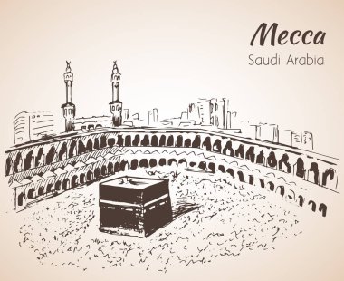 Mescid-i Haram skeci. Mekke. 