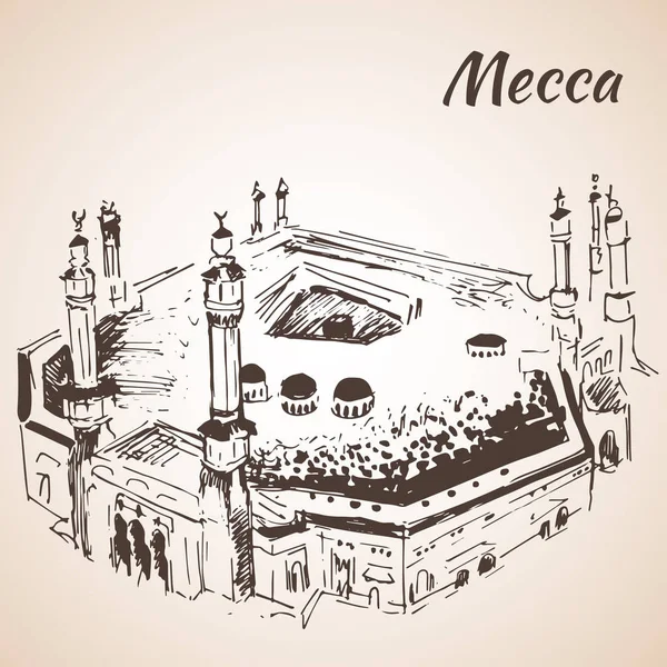 Masjid al-Haram schets. Mekka. — Stockvector