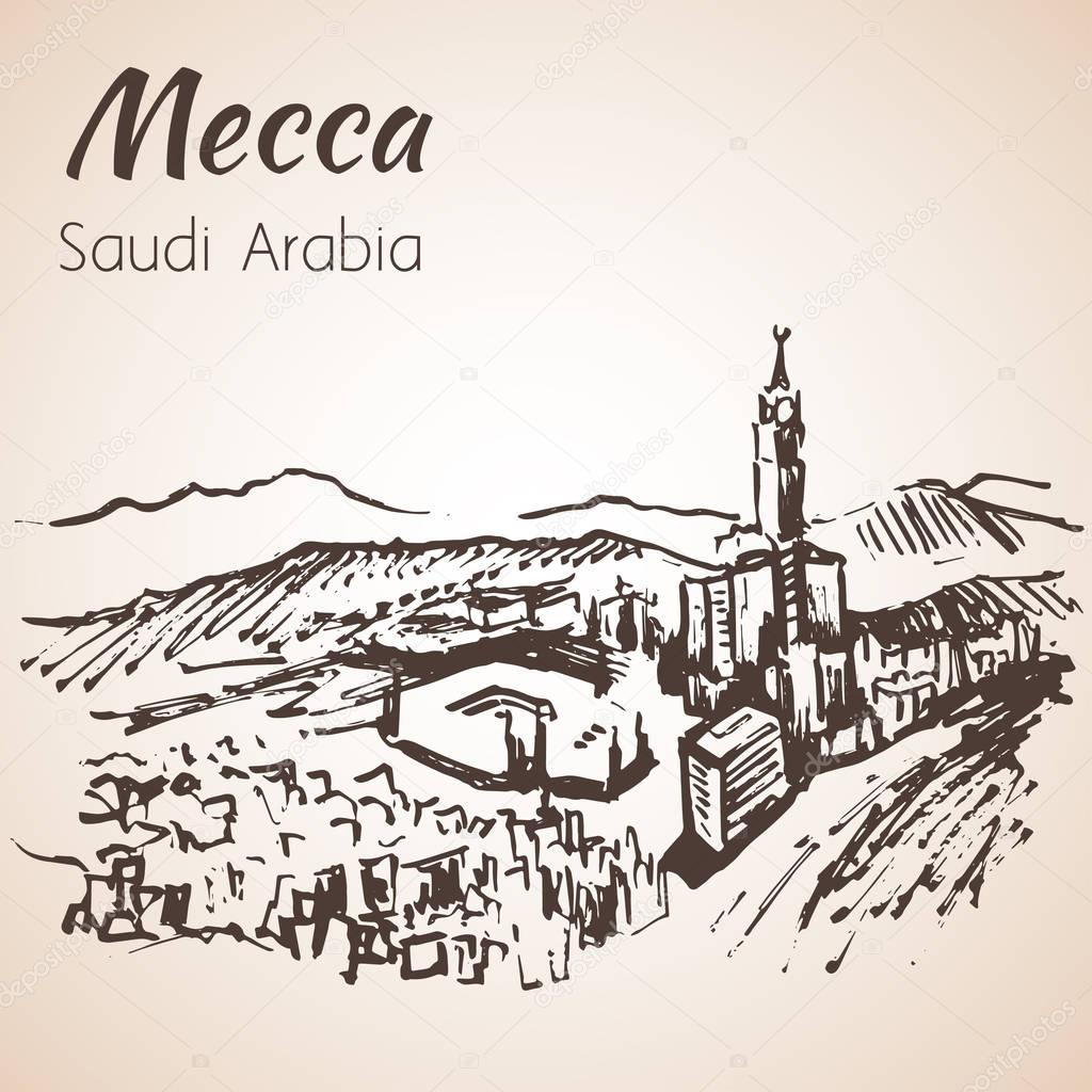 Mecca Sketch Vector Art Icons and Graphics for Free Download