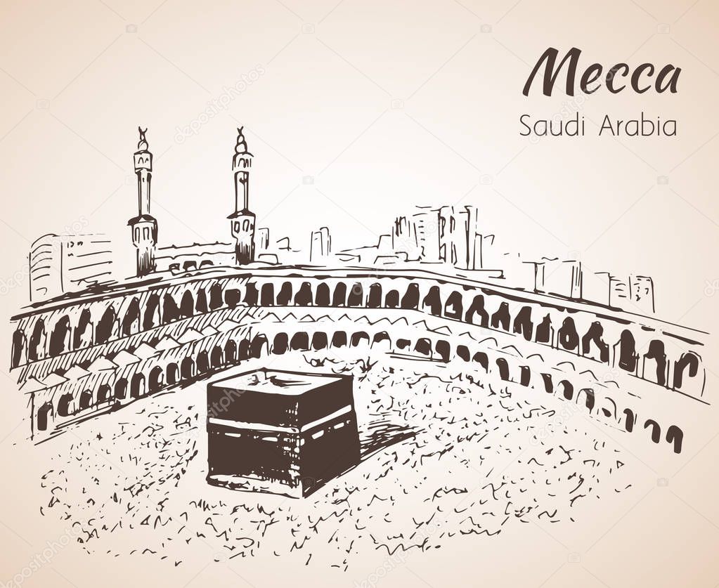 Masjid al-Haram sketch. Mecca. — Vetor de Stock © Naniti ...