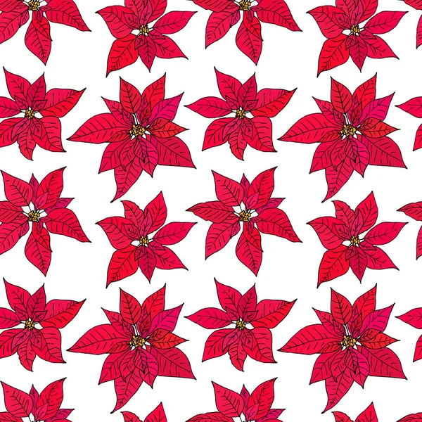 Fundo sem costura com poinsettia — Vetor de Stock