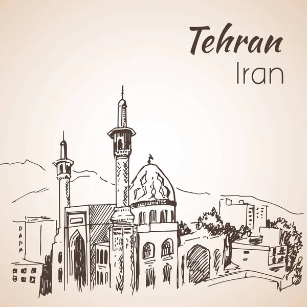 Tehran cityscape - Iran. Sketch. — Stock Vector