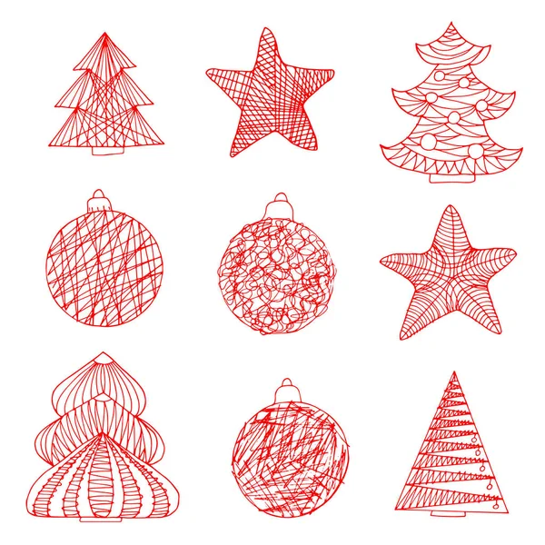 Vánoční stromy a koule — Stockový vektor