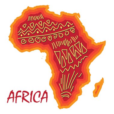 Afrika harita farklı antik desen ile