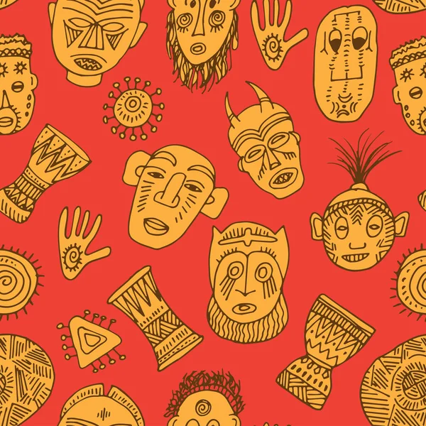 Carino sfondo con maschere africane colorate — Vettoriale Stock