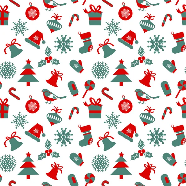 Motif sans couture avec des symboles de Noël — Image vectorielle