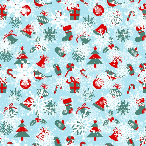 Motif sans couture avec des symboles de Noël — Image vectorielle