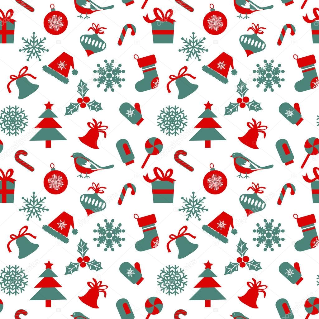 Seamless pattern with Christmas symbols