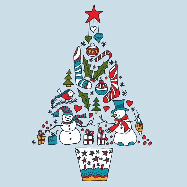 Farklı semboller ile Noel ağacı. — Stok Vektör