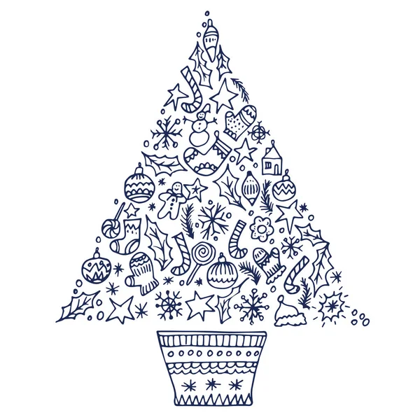 Vánoční stromeček s různými symboly. — Stockový vektor
