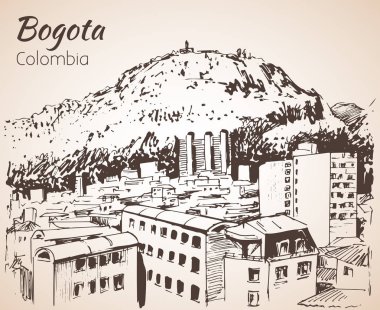 Bogota panoramik manzaralı. Kroki.