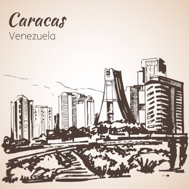Modern binalar Caracas, Venezuela. Kroki. 