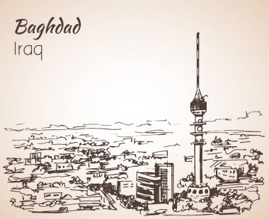 Bağdat cityscape - Irak. Kroki.