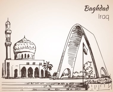 Bağdat cityscape Camii - Irak. Kroki. 
