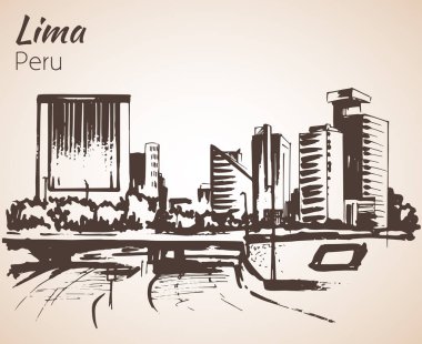 Lima çizilmiş cityscape ver. Kroki.